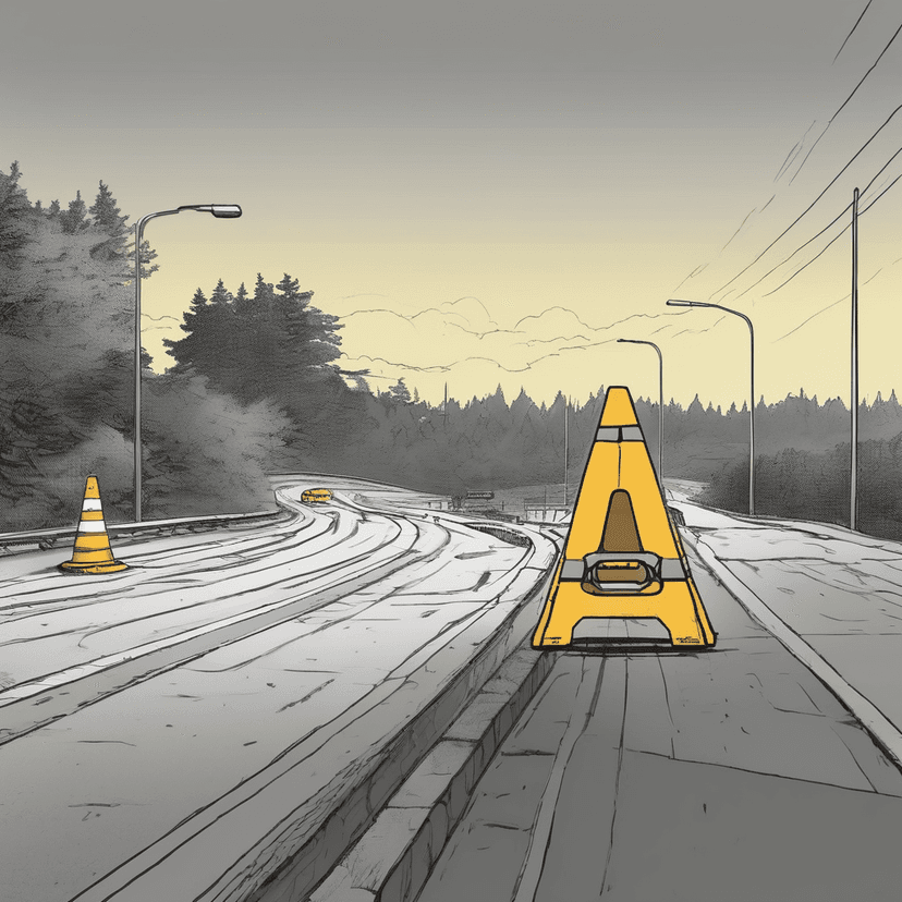 Cone remains where exit ended.