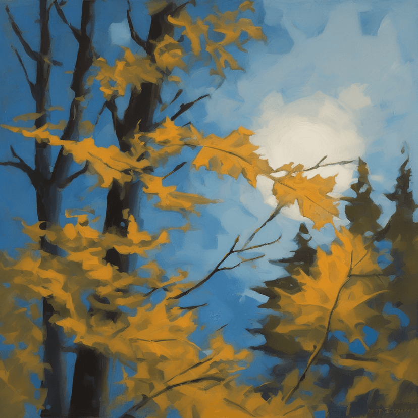 Leaf lands on fresh blue stencil
