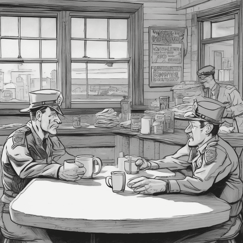 Officer waits for coffee to join him.